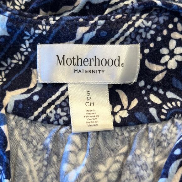 Motherhood Maternity Womens Small Blue and White Geometric Maxi Dress - Picture 3 of 8